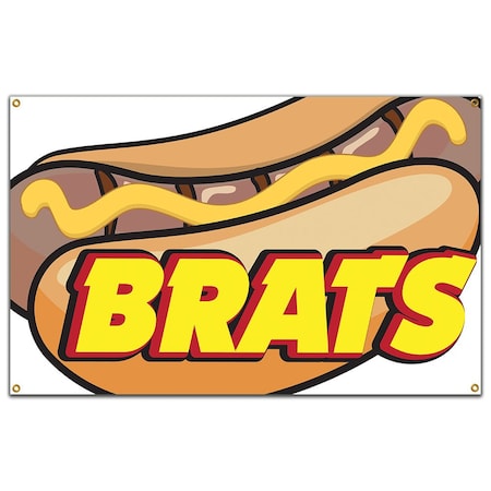 Signmission Brats Banner Concession Stand Food Truck Single Sided B-60 Brats19